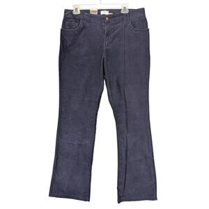Izod Corduroy Pants Womens 12 Navy Blue Stretch Jeans Embroidered Office Preppy